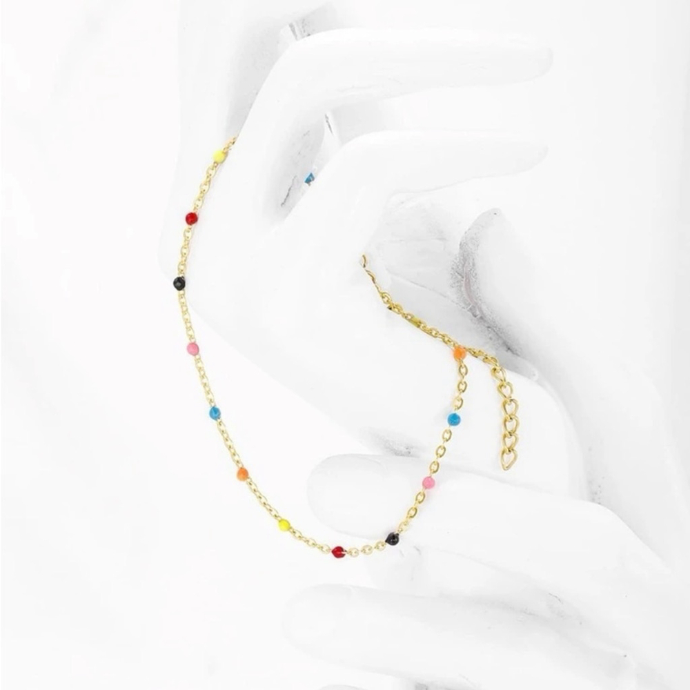 ⚠️Clearance Multi Color Bead Bracelet Yellow Gold - Picture 2 of 3